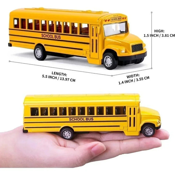 2 Pack 5.5" Pull Back School Bus Toy, Die-cast Metal Vehicles with Bright Yellow - Picture 5 of 7